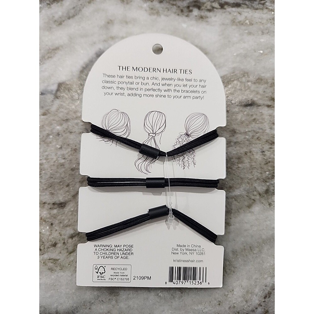 Kristen Ess Modern Hair Ties Set of 3 Piece  Gold NEW - Picture 2 of 2